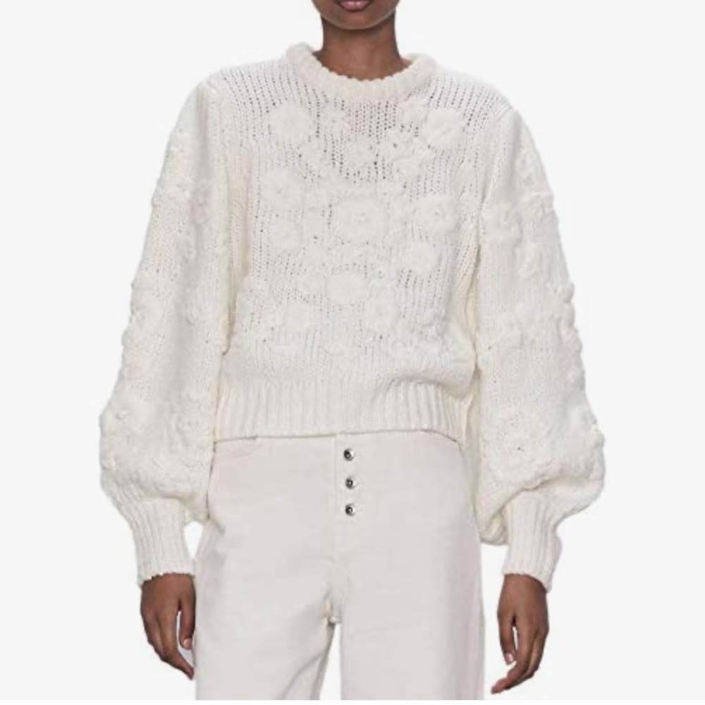 NWT ZARA sweater with embroidered flowers